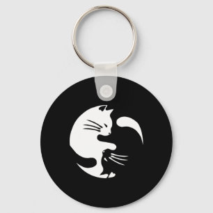 Cat Yin Yang Peace Loving Interconnected Gift Idea Key Ring