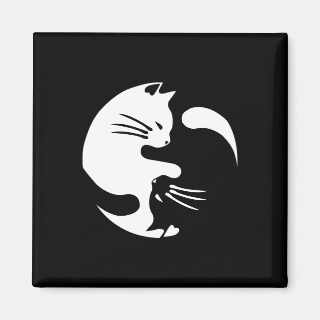 Cat Yin Yang Peace Loving Interconnected Gift Idea Magnet (Front)