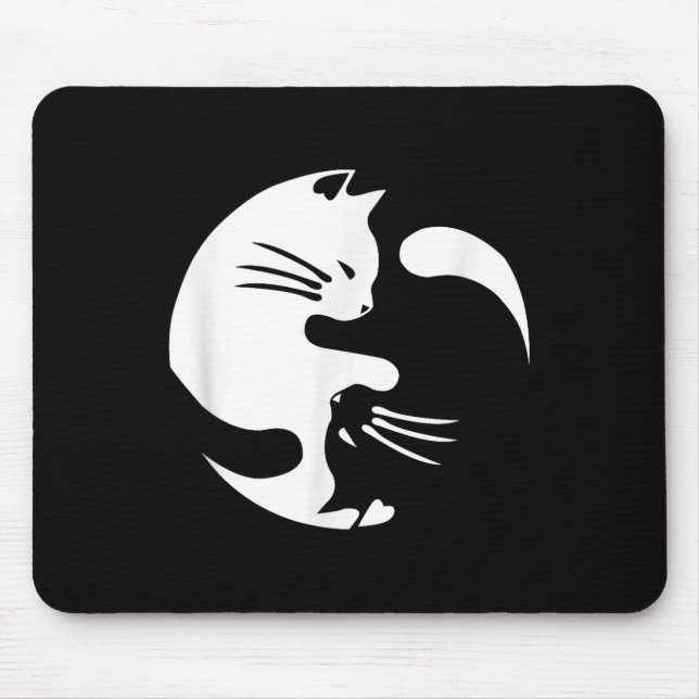 Cat Yin Yang Peace Loving Interconnected Gift Idea Mouse Pad (Front)