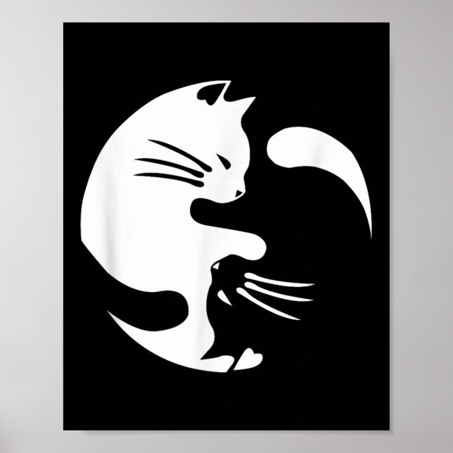 Cat Yin Yang Peace Loving Interconnected Gift Idea Poster (Front)