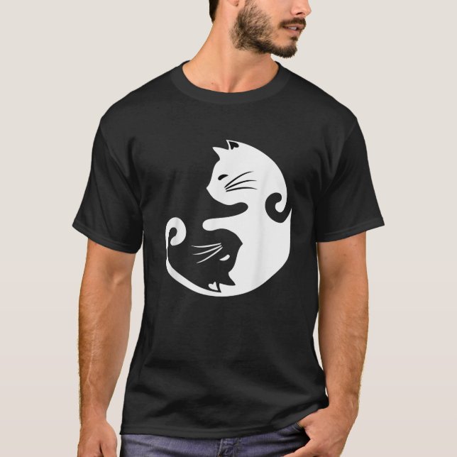 Cat Yin Yang Yoga  Cat Kitten Lover Gift  T-Shirt (Front)