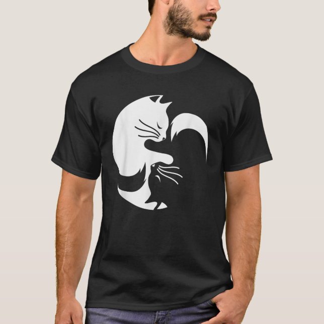 Cat Ying Yang Spiritual Meditation Yoga Christmas  T-Shirt (Front)
