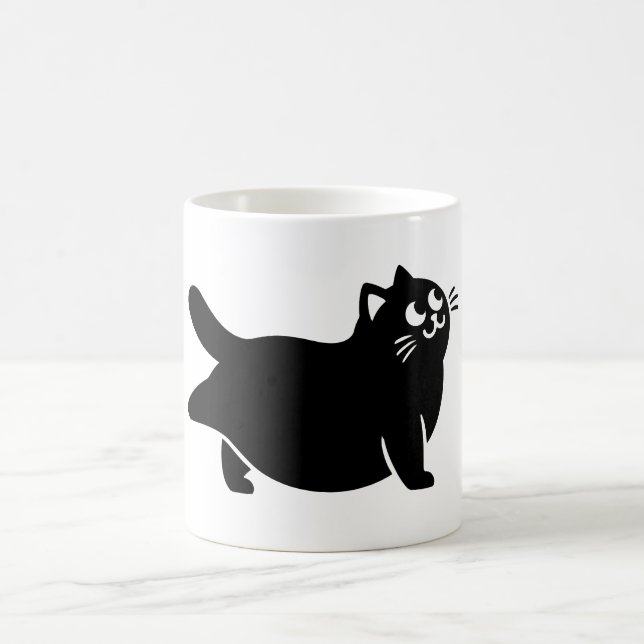 *Cat Yoga #15 Digital Art Coffee Mug (Center)