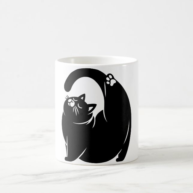 *Cat Yoga #24 Digital Art Coffee Mug (Center)