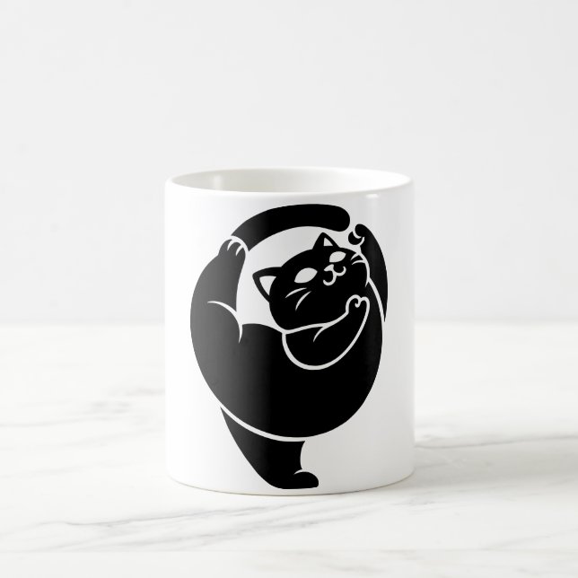 *Cat Yoga #25 Digital Art Coffee Mug (Center)