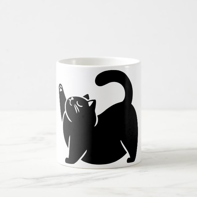*Cat Yoga #3 Digital Art Coffee Mug (Center)