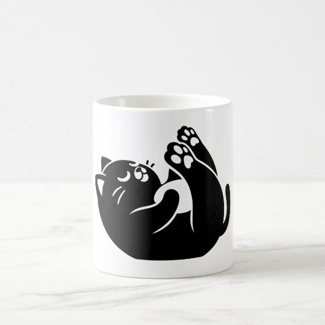 Cat Yoga #7 Digital Art Coffee Mug (Center)