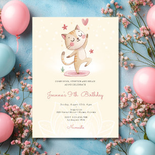 Cat Yoga birthday party Invitation