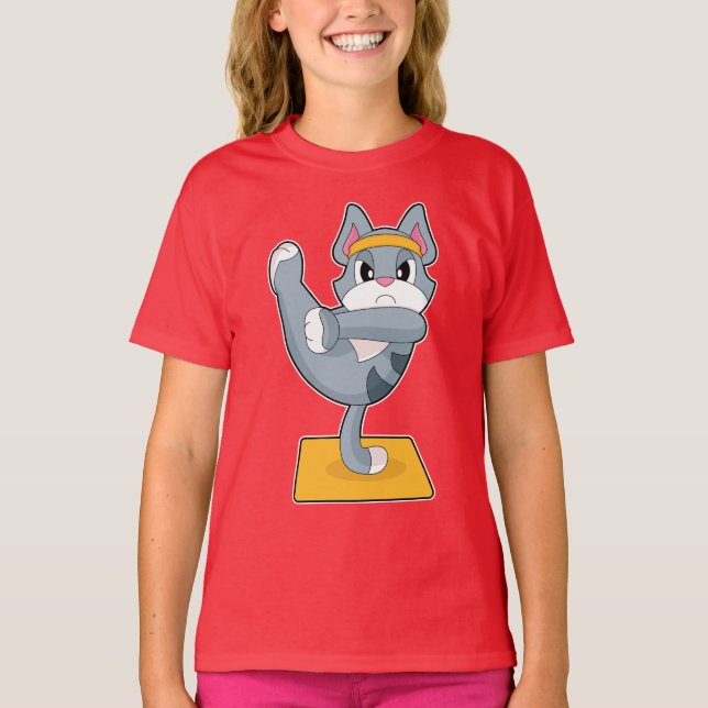 Cat Yoga Fitness Gymnastics T-Shirt (Front)