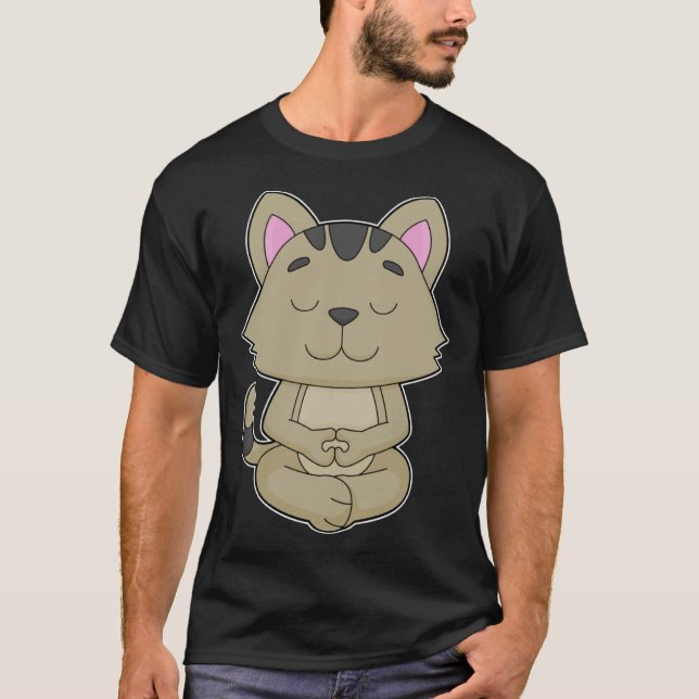 Cat Yoga Fitness Meditation T-Shirt (Front)