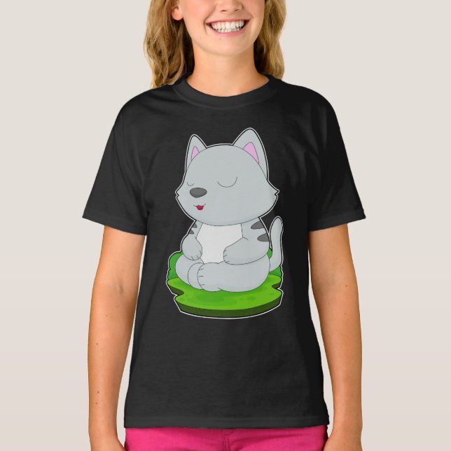 Cat Yoga Fitness Meditation T-Shirt (Front)