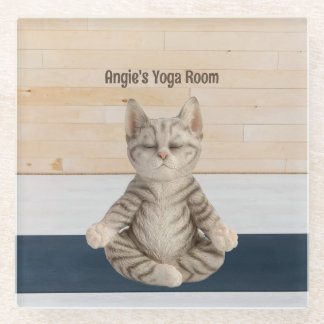 Cat Yoga Glass Coaster