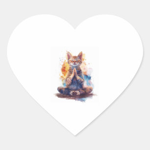 Cat Yoga Master Heart Sticker