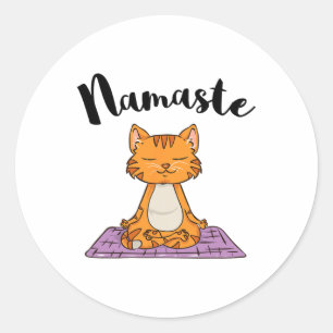 Cat Yoga Namaste Shirt Women Girls Kitten Yoga Classic Round Sticker