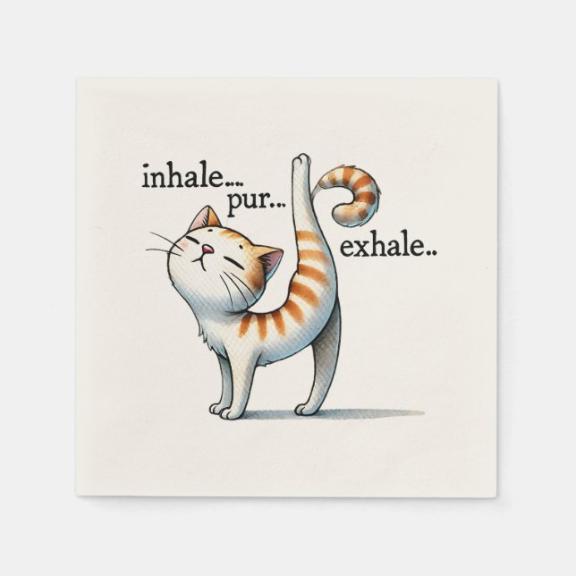 Cat Yoga Pose - Inhale - Pur - Exhale Napkin (Front)