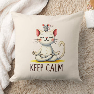 Cat Yoga Pose - Keep Calm Cushion