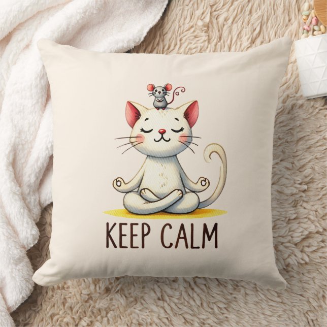 Cat Yoga Pose - Keep Calm Cushion (Blanket)