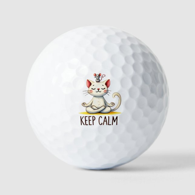 Cat Yoga Pose - Keep Calm Golf Balls (Front)