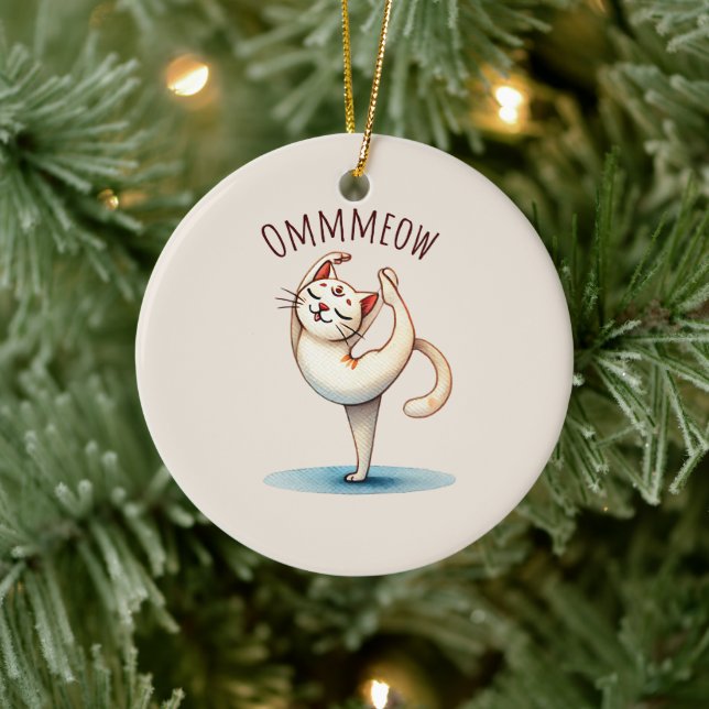 Cat Yoga Pose - Meow Ceramic Ornament (Tree)