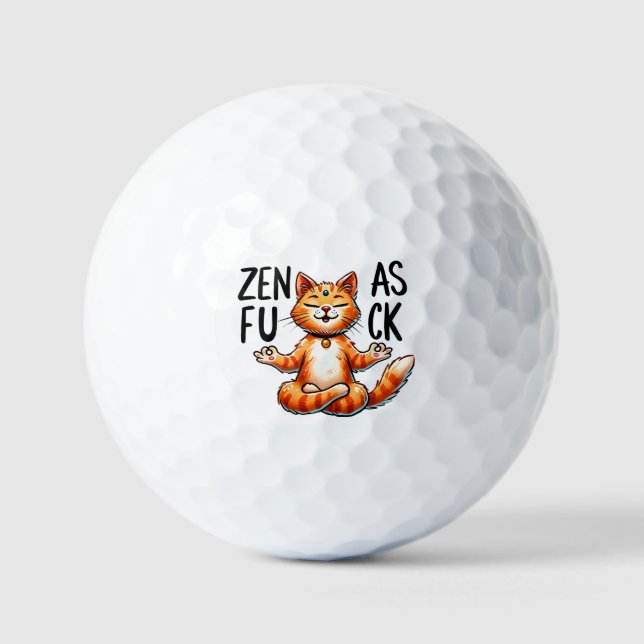 Cat Yoga Pose - Zen Golf Balls (Front)