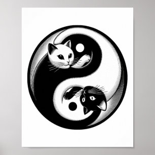 Cat Yoga Tai Chi Mandala Zen Yin Yang Poster