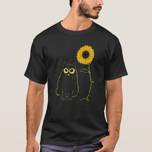 Cat You Are My Only Sunshine Sunflower Cat T-Shirt (Front)