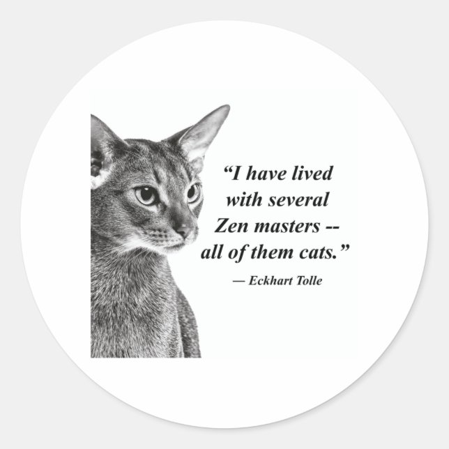 Cat Zen Master - Eckhart Tolle Classic Round Sticker (Front)