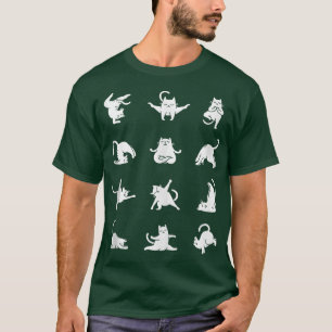 Cat Zen Meditation Yoga Pose Gym Asana Sport Fitne T-Shirt