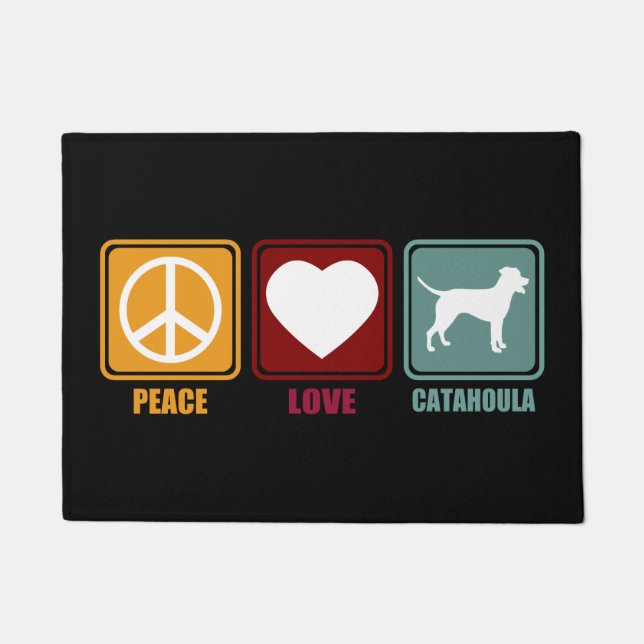 Catahoula Leopard Dog Breed Peace Love Gift Doormat (Front)