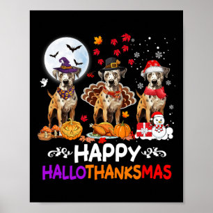 Catahoula Leopard Dog Christmas Hallothankmas Than Poster