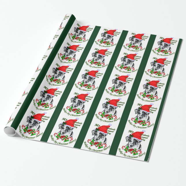 Catahoula Leopard Dog Christmas Wrapping Paper (Unrolled)