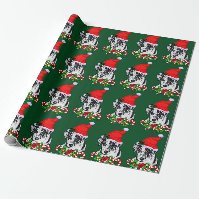 Catahoula Leopard Dog Christmas Wrapping Paper (Unrolled)