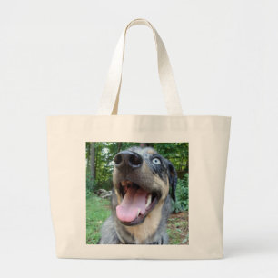 Catahoula Leopard Dog Face Large Tote Bag