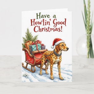 Catahoula Leopard Dog Festive Holiday Pun Card