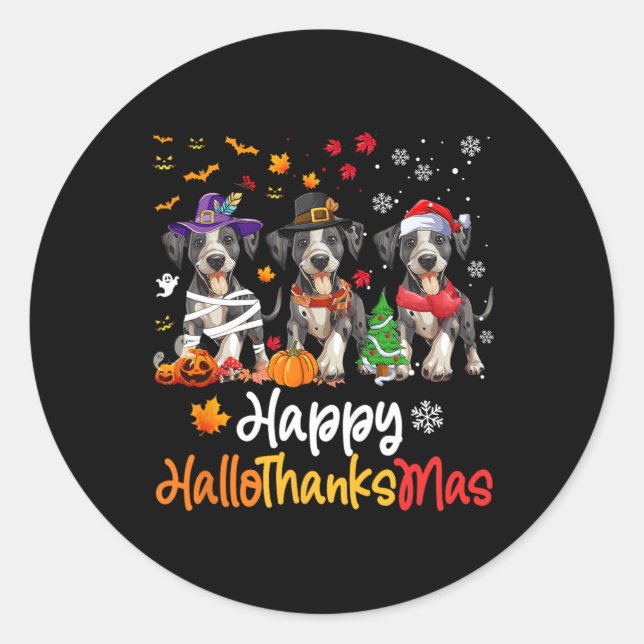Catahoula Leopard Dog Halloween Christmas Hallotha Classic Round Sticker (Front)