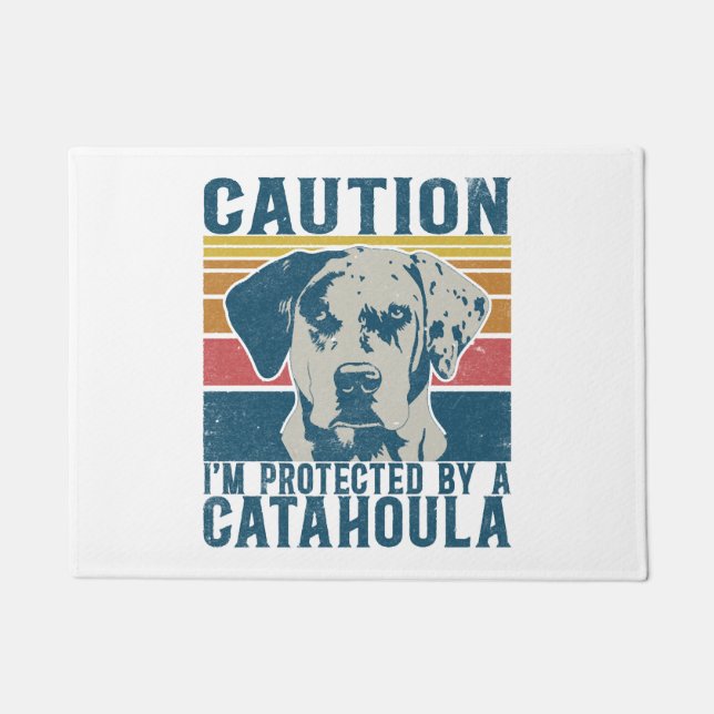 Catahoula Leopard Dog Im Protected By My Dog Doormat (Front)