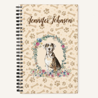 Catahoula Leopard Dog Paw Print & Floral Cute Notebook