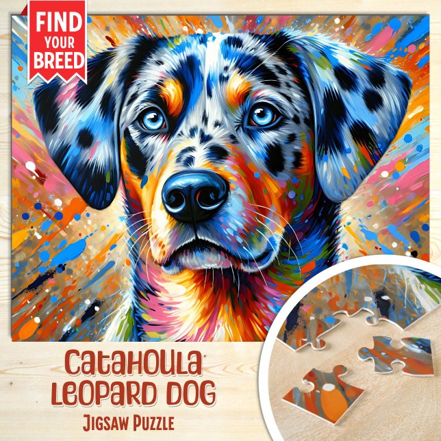 Catahoula Leopard Dog Portrait Acrylic Art Print Jigsaw Puzzle (Creator Uploaded)