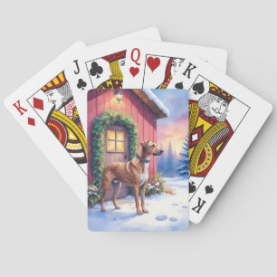 Catahoula Leopard Dog Rustic Barn Christmas Art Playing Cards