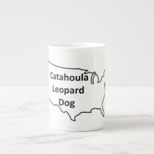 catahoula leopard dog United-States-Outline.png Bone China Mug