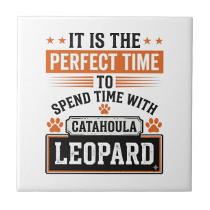 Catahoula Leopard Dog Vintage Time Shirt Design_1 Ceramic Tile