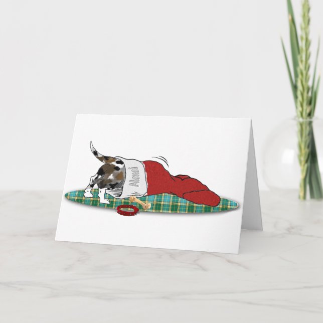 Catahoula puppy in stocking Christmas Card (Front)