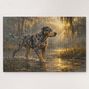 Catahoula Sunrise   Hunting Dog Art   Puzzle