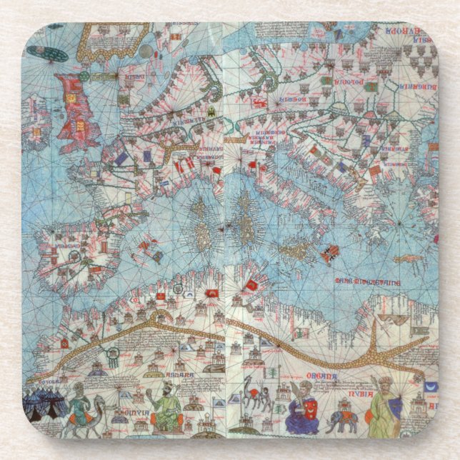 Catalan Atlas: Detail of North Africa and Europe, Coaster (Front)