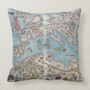 Catalan Atlas: Detail of North Africa and Europe, Cushion