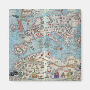 Catalan Atlas: Detail of North Africa and Europe, Magnet