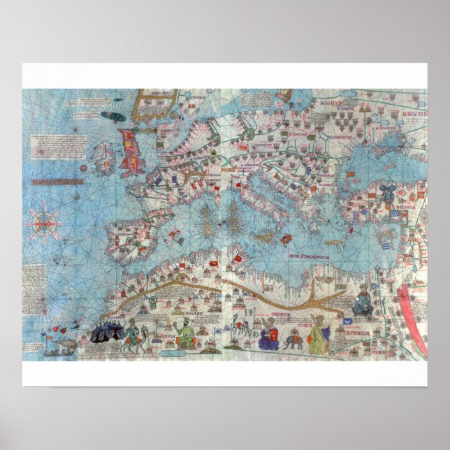 Catalan Atlas: Detail of North Africa and Europe, Poster (Front)