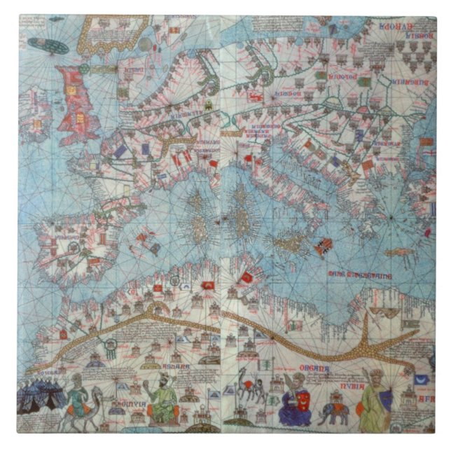 Catalan Atlas: Detail of North Africa and Europe, Tile (Front)