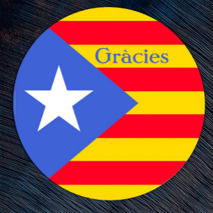 Catalan Flag Thank You  Classic Round Sticker
