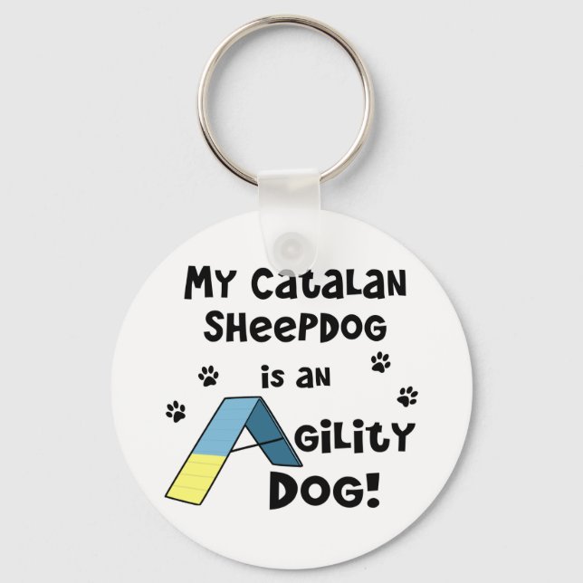Catalan Sheepdog Agility Dog Key Ring (Front)